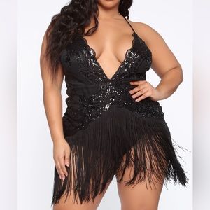 Fashion nova. Black sequin. Speakeasy fringe dress. New with tags. Size 3x.
